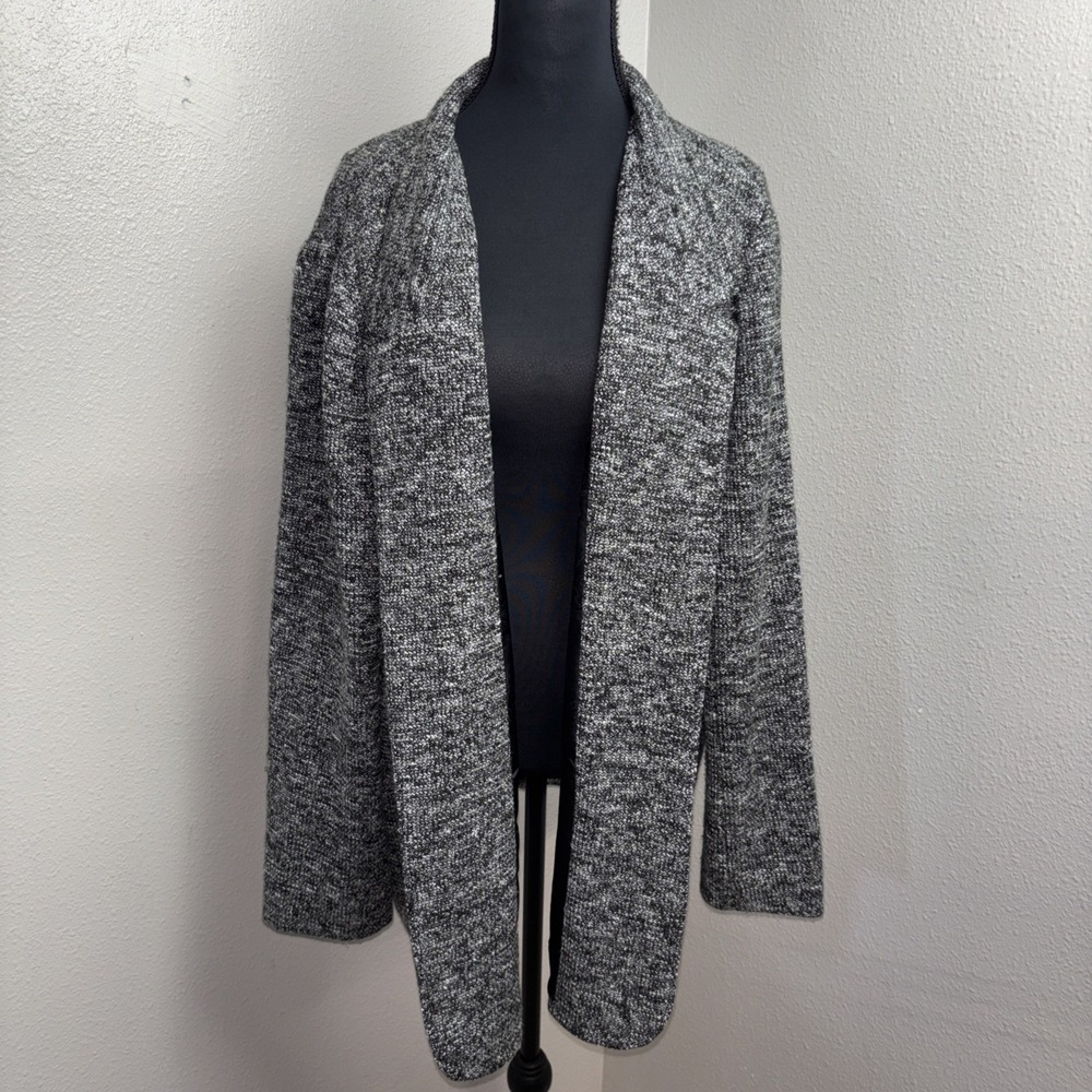 Soft Surrounding Blazer Women's XL Marled Gray Knit Lined Open Front Minimalist